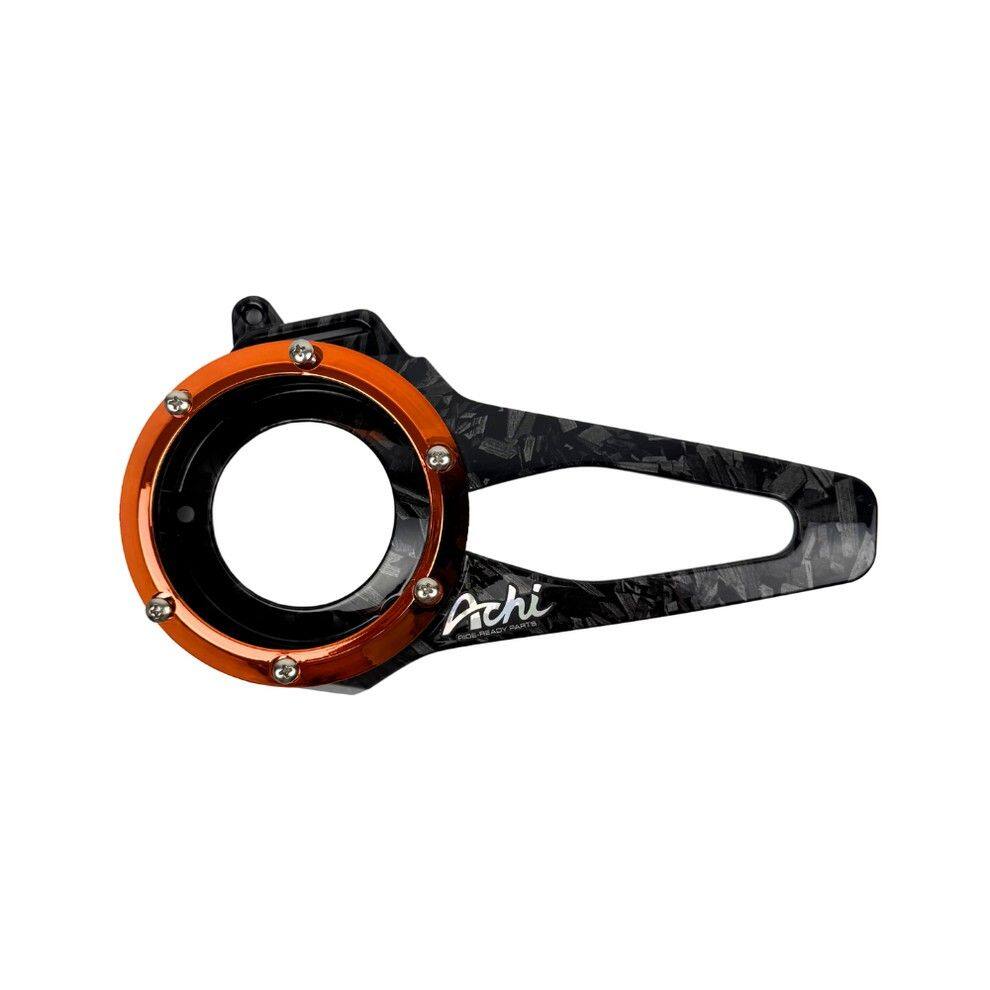 Achi Motorbike アチモーターバイク FAN COVER HONDA LEAD125 4-VALVE ENGINE LEAD 125 ホンダ クランクケースカバー エンジンパーツ エンジン COLOR：Forged Carbon Film - Orange Ring