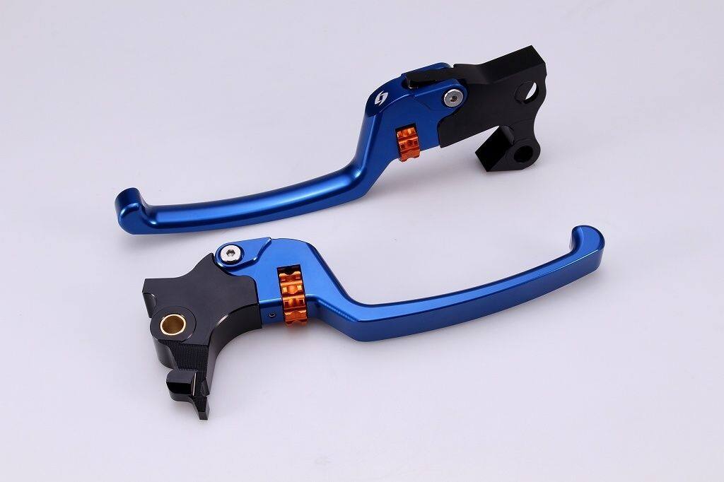 SPEEDRA スピードラ アジャスタブルレバーセット スタンダードタイプ HARLEY-DAVIDSON ハーレーダビッドソン ブレーキ・クラッチレバーセット ハンドル周辺パーツ ハンドル レバー本体カラー：ブルー / アジャスターカラー：オレンジ