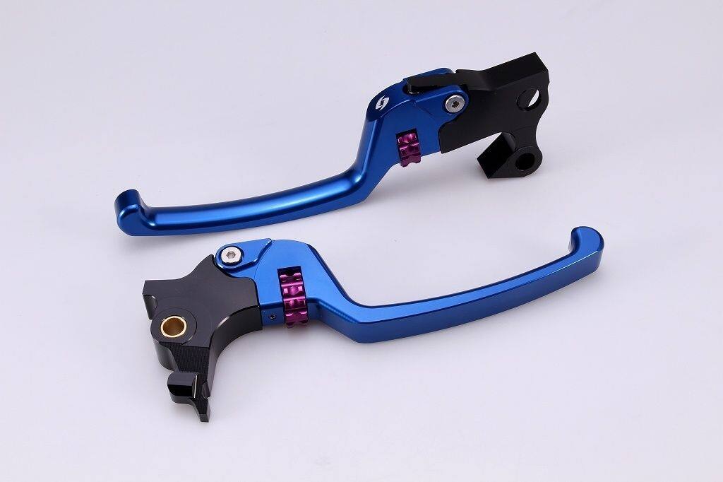 SPEEDRA スピードラ アジャスタブルレバーセット スタンダードタイプ HARLEY-DAVIDSON ハーレーダビッドソン ブレーキ・クラッチレバーセット ハンドル周辺パーツ ハンドル レバー本体カラー：ブルー / アジャスターカラー：パープル