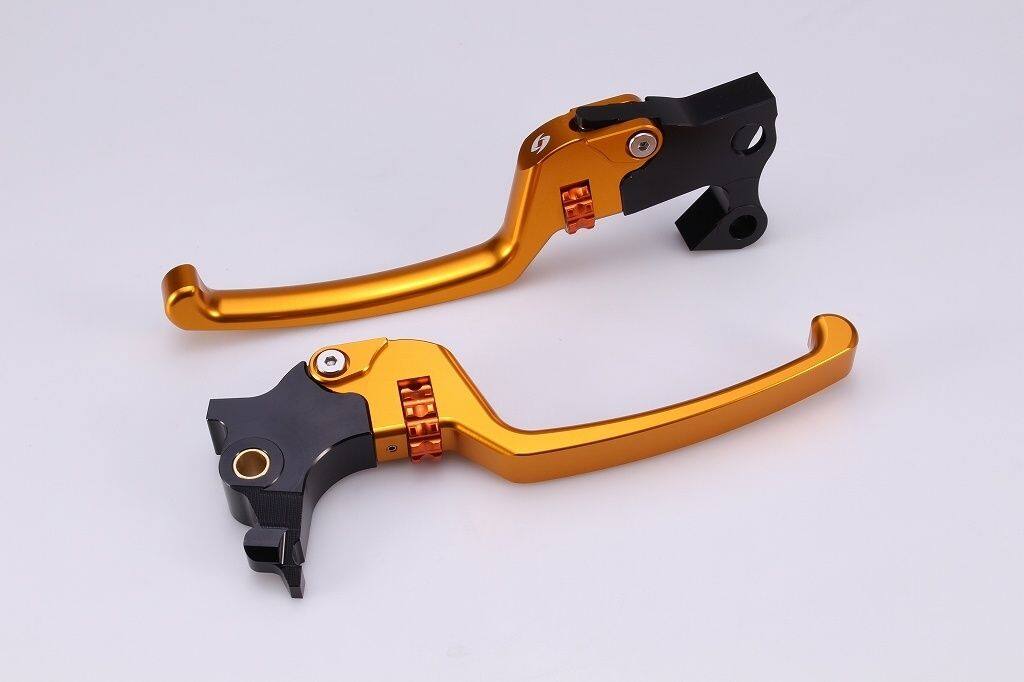 SPEEDRA スピードラ アジャスタブルレバーセット スタンダードタイプ HARLEY-DAVIDSON ハーレーダビッドソン ブレーキ・クラッチレバーセット ハンドル周辺パーツ ハンドル レバー本体カラー：ゴールド / アジャスターカラー：オレンジ