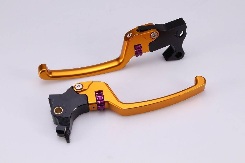 SPEEDRA スピードラ アジャスタブルレバーセット スタンダードタイプ HARLEY-DAVIDSON ハーレーダビッドソン ブレーキ・クラッチレバーセット ハンドル周辺パーツ ハンドル レバー本体カラー：ゴールド / アジャスターカラー：パープル