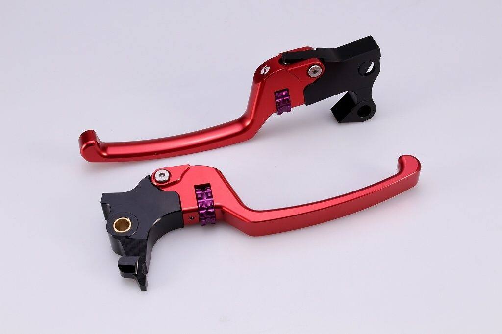 SPEEDRA スピードラ アジャスタブルレバーセット スタンダードタイプ HARLEY-DAVIDSON ハーレーダビッドソン ブレーキ・クラッチレバーセット ハンドル周辺パーツ ハンドル レバー本体カラー：レッド / アジャスターカラー：パープル
