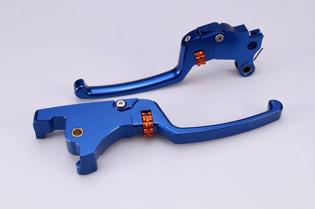 SPEEDRA スピードラ アジャスタブルレバーセット スタンダードタイプ HARLEY-DAVIDSON ハーレーダビッドソン ブレーキ・クラッチレバーセット ハンドル周辺パーツ ハンドル レバー本体カラー：ブルー / アジャスターカラー：オレンジ
