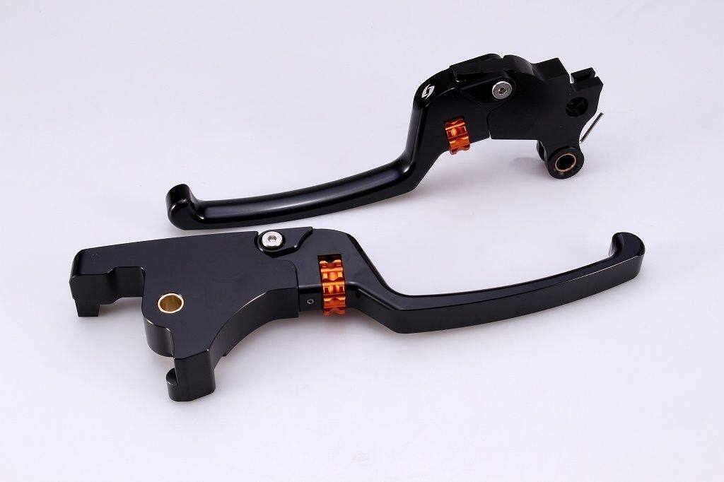 SPEEDRA スピードラ アジャスタブルレバーセット スタンダードタイプ HARLEY-DAVIDSON ハーレーダビッドソン ブレーキ・クラッチレバーセット ハンドル周辺パーツ ハンドル アジャスターカラー：オレンジ / レバー本体カラー：ブラック(ハードアルマイト)
