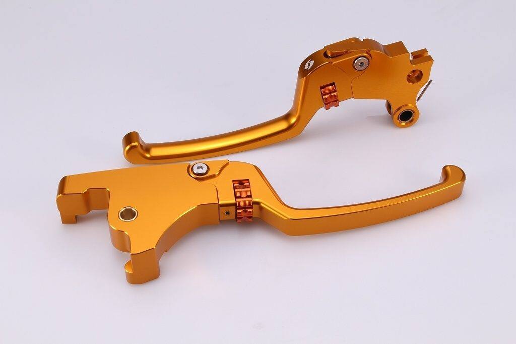 SPEEDRA スピードラ アジャスタブルレバーセット スタンダードタイプ HARLEY-DAVIDSON ハーレーダビッドソン ブレーキ・クラッチレバーセット ハンドル周辺パーツ ハンドル レバー本体カラー：ゴールド / アジャスターカラー：オレンジ