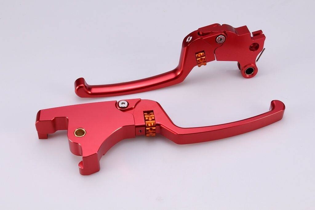 SPEEDRA スピードラ アジャスタブルレバーセット スタンダードタイプ HARLEY-DAVIDSON ハーレーダビッドソン ブレーキ・クラッチレバーセット ハンドル周辺パーツ ハンドル レバー本体カラー：レッド / アジャスターカラー：オレンジ