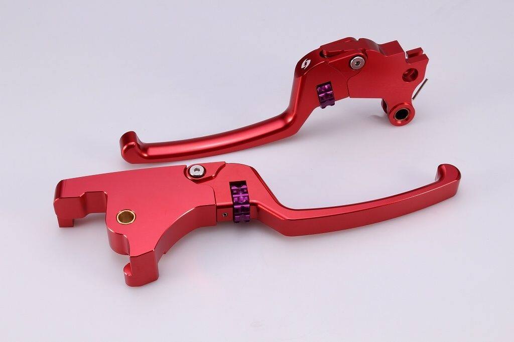 SPEEDRA スピードラ アジャスタブルレバーセット スタンダードタイプ HARLEY-DAVIDSON ハーレーダビッドソン ブレーキ・クラッチレバーセット ハンドル周辺パーツ ハンドル レバー本体カラー：レッド / アジャスターカラー：パープル