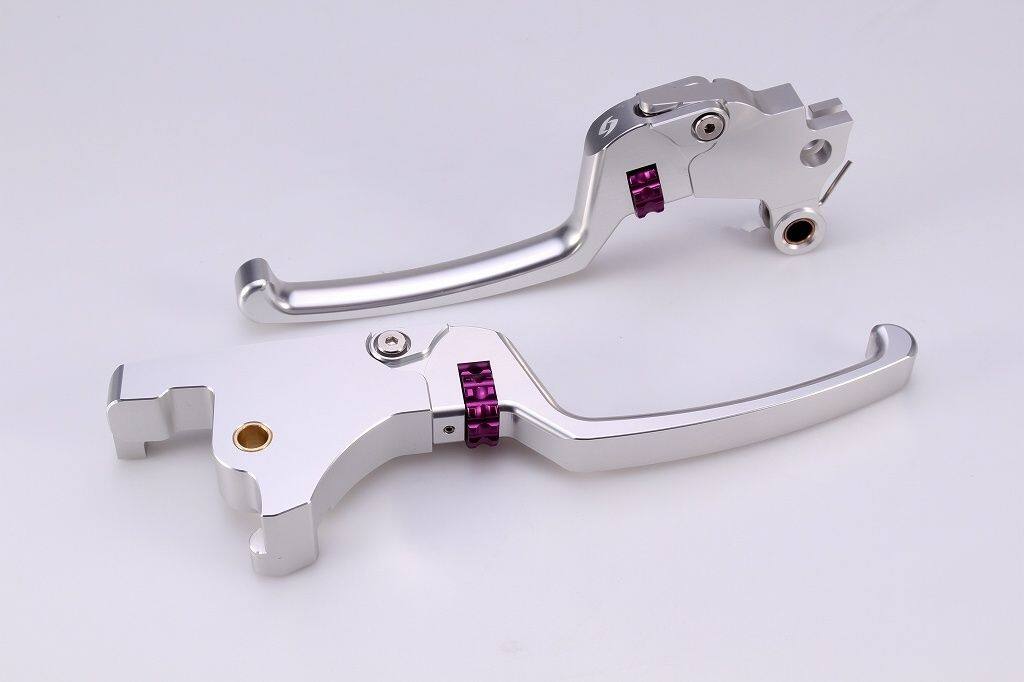 SPEEDRA スピードラ アジャスタブルレバーセット スタンダードタイプ HARLEY-DAVIDSON ハーレーダビッドソン ブレーキ・クラッチレバーセット ハンドル周辺パーツ ハンドル レバー本体カラー：シルバー / アジャスターカラー：パープル
