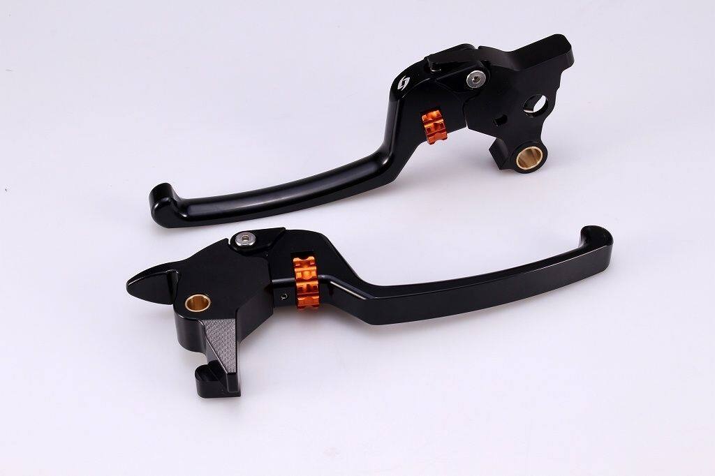 SPEEDRA スピードラ アジャスタブルレバーセット スタンダードタイプ ソフテイル HARLEY-DAVIDSON ハーレーダビッドソン ブレーキ・クラッチレバーセット ハンドル周辺パーツ ハンドル アジャスターカラー：オレンジ / レバー本体カラー：ブラック(ハードアルマイト)
