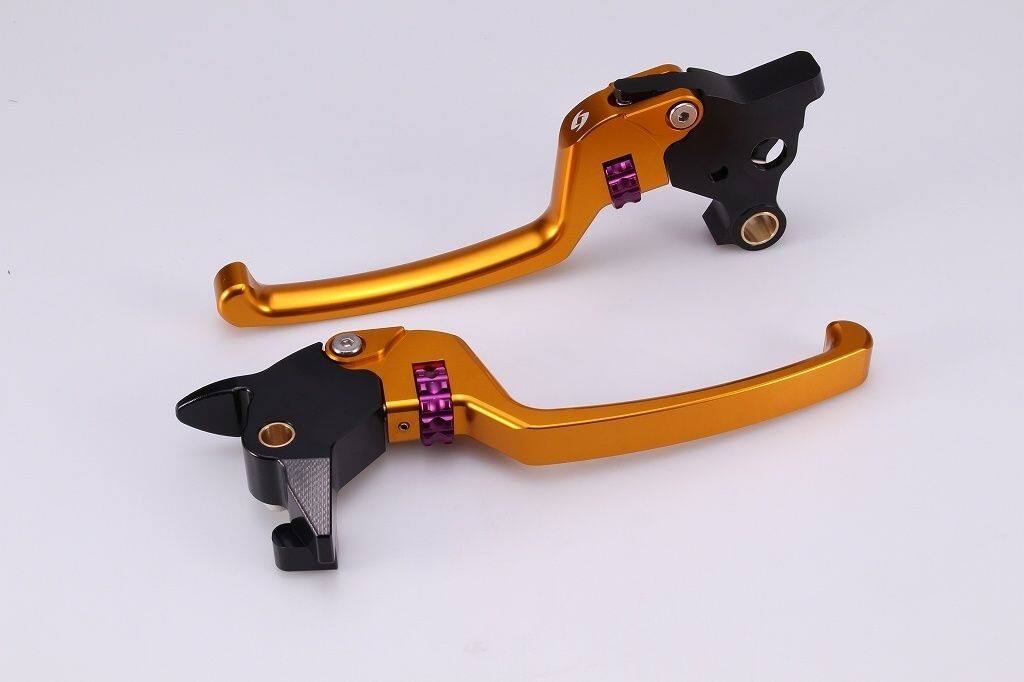 SPEEDRA スピードラ アジャスタブルレバーセット スタンダードタイプ ソフテイル HARLEY-DAVIDSON ハーレーダビッドソン ブレーキ・クラッチレバーセット ハンドル周辺パーツ ハンドル レバー本体カラー：ゴールド / アジャスターカラー：パープル