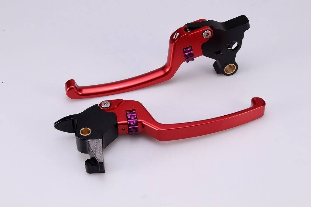 SPEEDRA スピードラ アジャスタブルレバーセット スタンダードタイプ ソフテイル HARLEY-DAVIDSON ハーレーダビッドソン ブレーキ・クラッチレバーセット ハンドル周辺パーツ ハンドル レバー本体カラー：レッド / アジャスターカラー：パープル