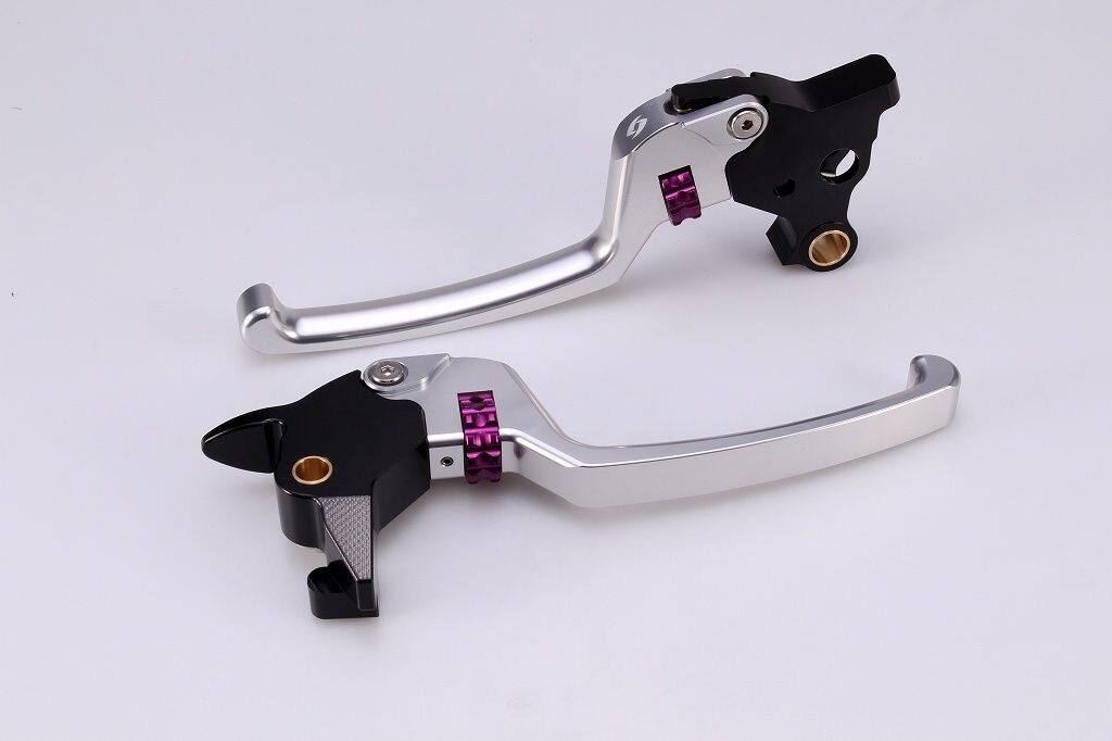 SPEEDRA スピードラ アジャスタブルレバーセット スタンダードタイプ ソフテイル HARLEY-DAVIDSON ハーレーダビッドソン ブレーキ・クラッチレバーセット ハンドル周辺パーツ ハンドル レバー本体カラー：シルバー / アジャスターカラー：パープル