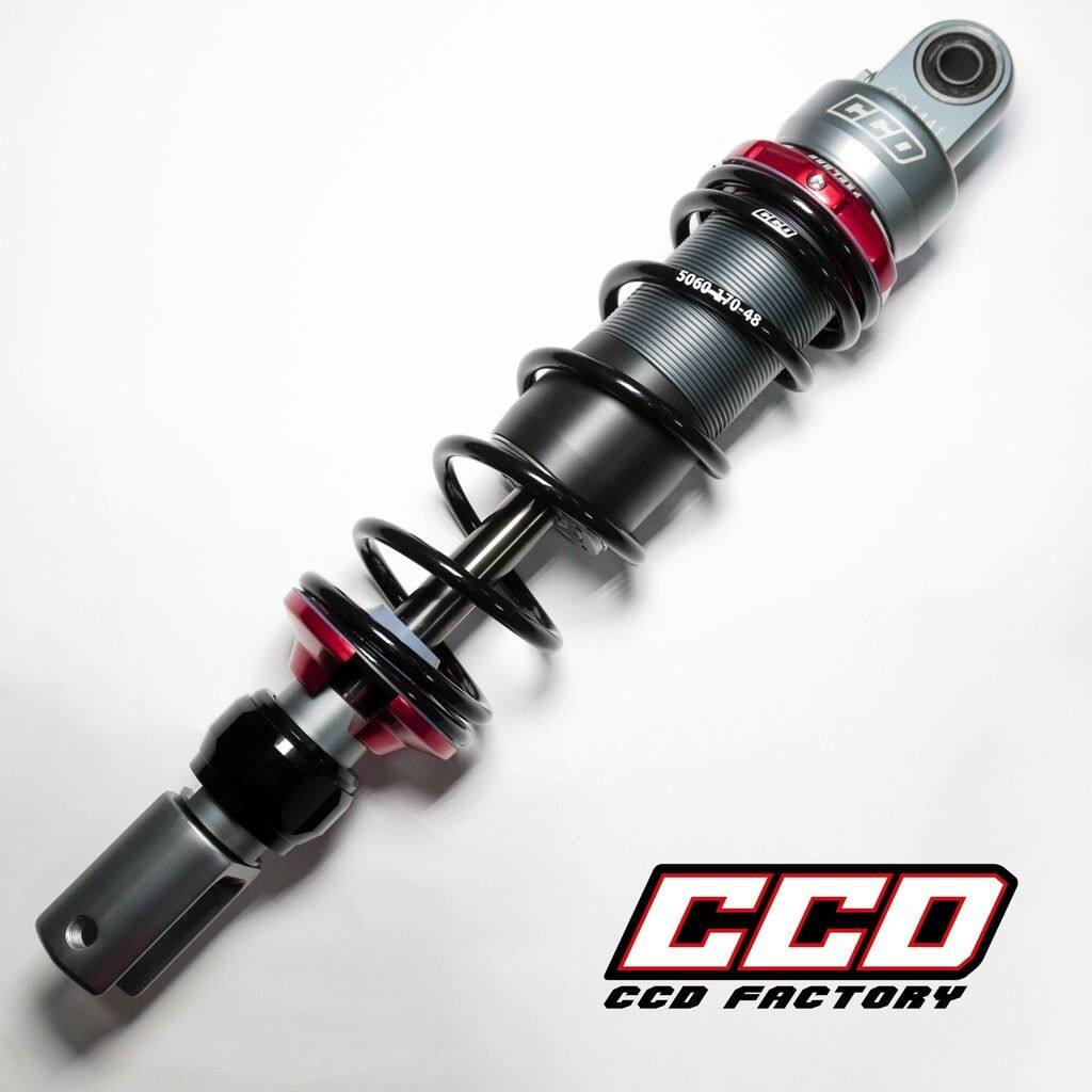 CCD Factory シーシーディーファクトリー CRS-C23 Rear Shock Absorber CYGNUS GRYPHUS YAMAHA ヤマハ リアサスペンション サスペンション 足回り Preload Ring ＆ Tray：Red / Upper ＆ Lower Mounts ＆ Cylinder ＆ Air Valve：Titanium