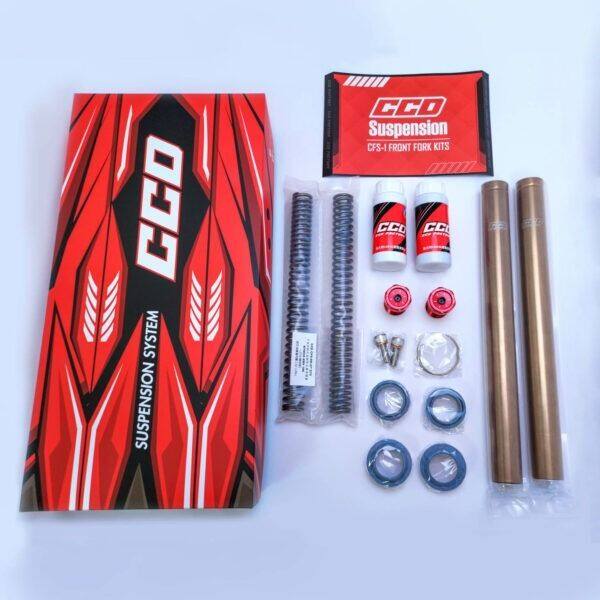 CCD Factory シーシーディーファクトリー CFS-1 Inner Tube Kit AUGUR BWS 125 CYGNUS GRYPHUS X FORCE YAMAHA ヤマハ インナーチューブ サスペンション 足回り Color：Rainbow / Spring：15% Sport Version / Add-on：Preload Adjustable Top Cap