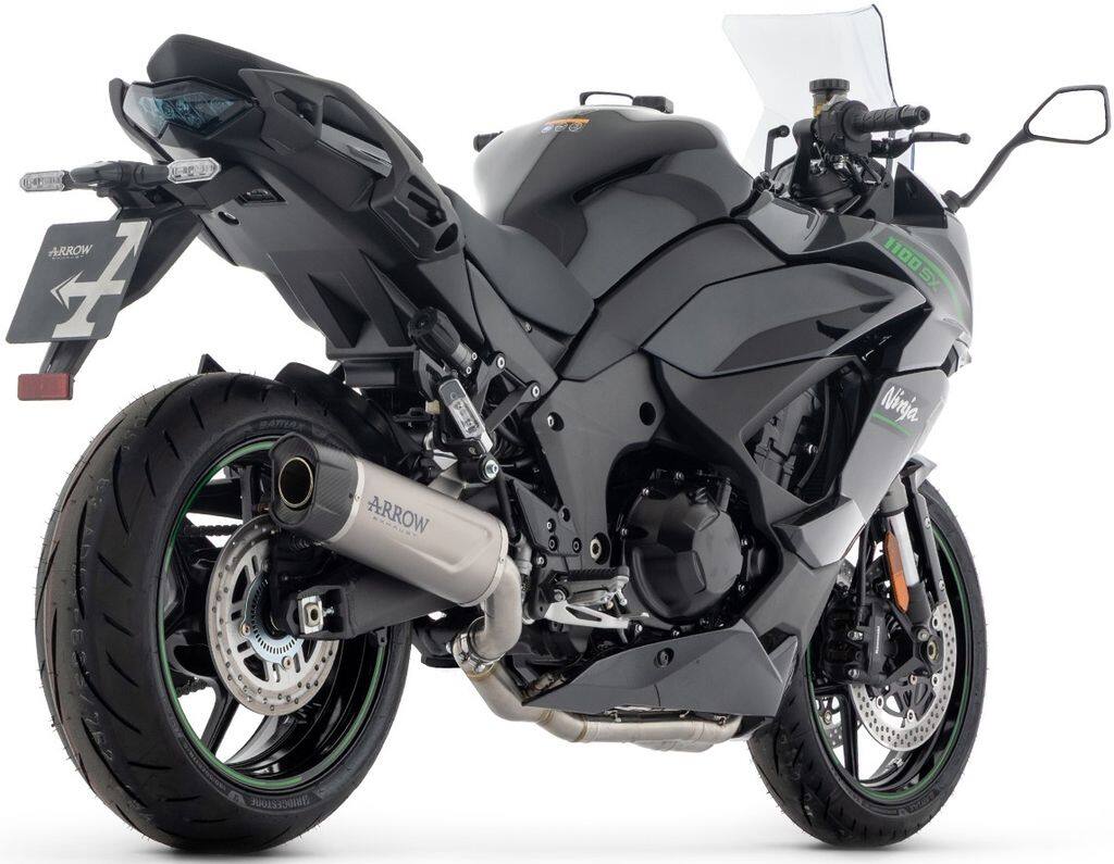 ARROW アロー Indy Race EVO silencer with carby end cap Ninja 1000 SX Tourer NINJA 1100 KAWASAKI カワサキ スリップオンマフラー マフラー Silencer material：aluminium Dark