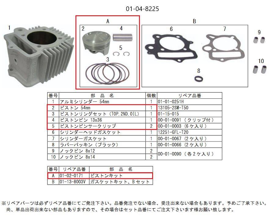 SP武川 SPタケガワ PISTON KIT (124cc/鍛造) モンキー HONDA ホンダ ピストン エンジンパーツ エンジン