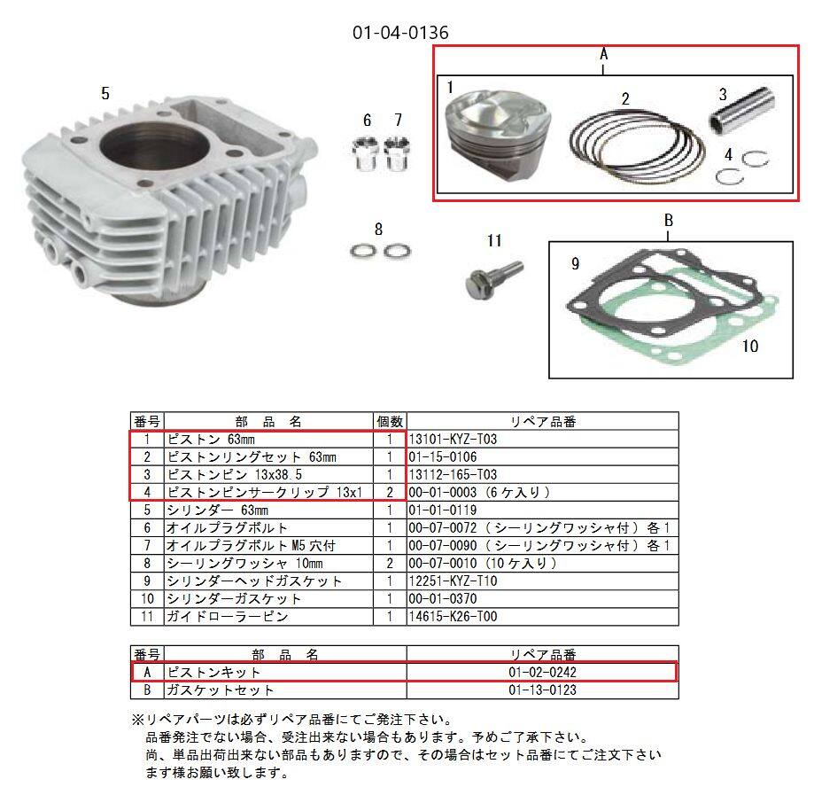 SP武川 SPタケガワ ピストンキット(SuperHead 4V＋R用) MSX125 SF グロム HONDA ホンダ ピストン エンジンパーツ エンジン