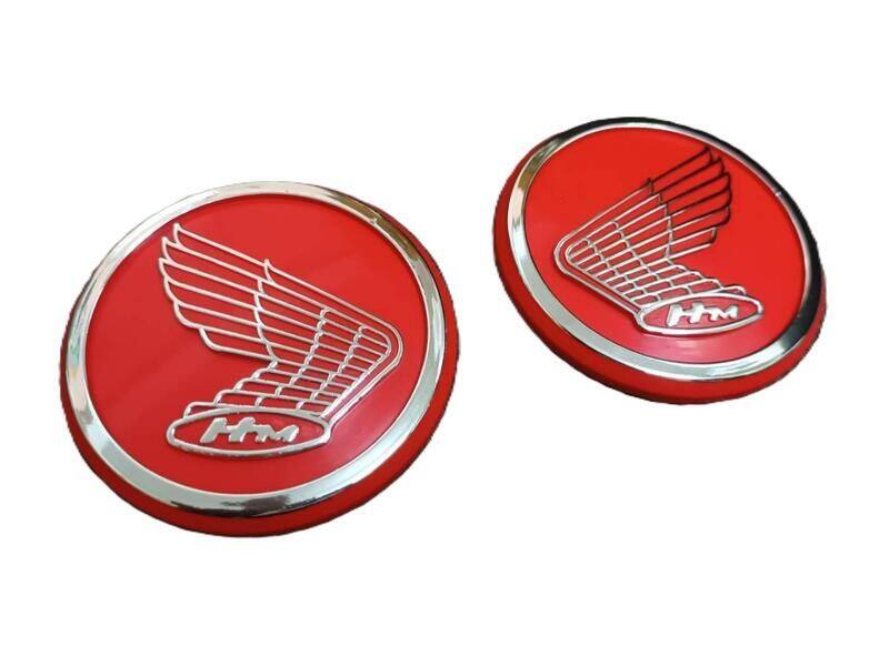 Thaiminilovers タイミニラバーズ Round wing logo 6.2cm adhesive backing for fuel tank エンブレム 外装 COLOR：Silver and red logo