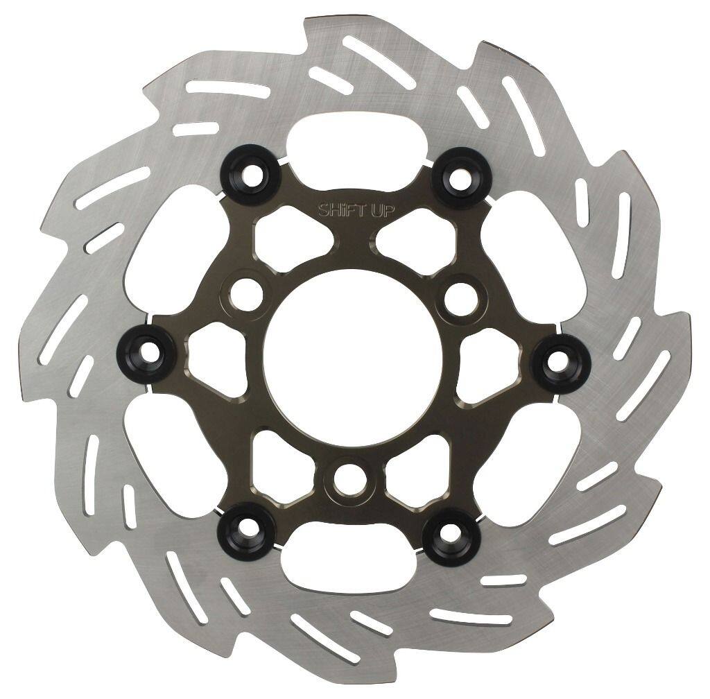 SHIFT UP シフトアップ 220mm ウェーブフローティングディスクローター フロントディスクローター XR100モタード XR50モタード HONDA ホンダ ブレーキディスクローター ブレーキ インナーローターカラー：チタン / フローティングピンカラー：ブラック