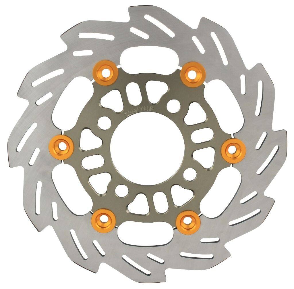 SHIFT UP シフトアップ 220mm ウェーブフローティングディスクローター フロントディスクローター グロム HONDA ホンダ ブレーキディスクローター ブレーキ インナーローターカラー：チタン / フローティングピンカラー：ゴールド