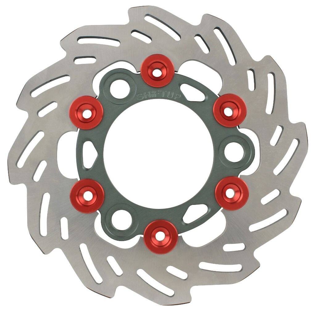SHIFT UP シフトアップ 160mm ウェーブフローティングディスクローター リアディスクローター NSF100 HONDA ホンダ ブレーキディスクローター ブレーキ フローティングピンカラー：レッド / インナーローターカラー：スモークガンメタ