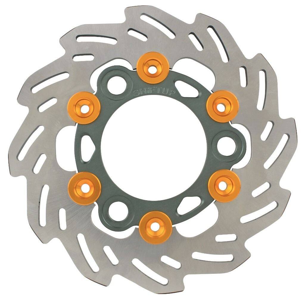 SHIFT UP シフトアップ 160mm ウェーブフローティングディスクローター リアディスクローター NSF100 HONDA ホンダ ブレーキディスクローター ブレーキ フローティングピンカラー：ゴールド / インナーローターカラー：スモークガンメタ