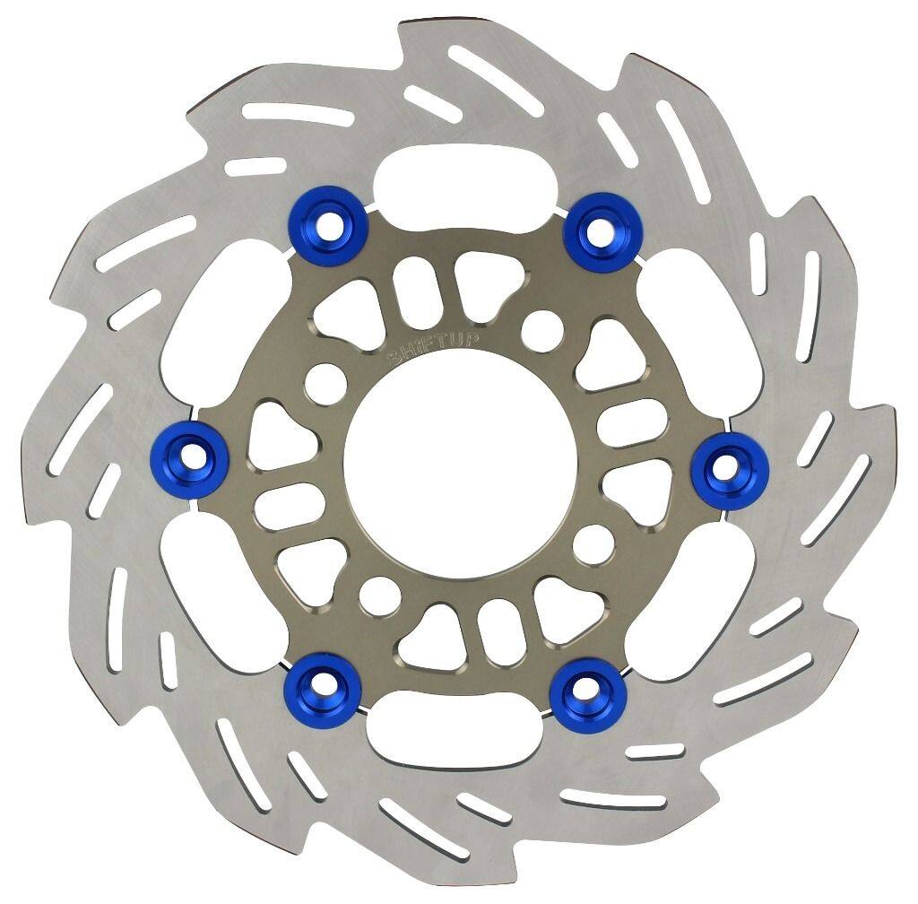 SHIFT UP シフトアップ 220mm ウェーブフローティングディスクローター フロントディスクローター グロム HONDA ホンダ ブレーキディスクローター ブレーキ インナーローターカラー：チタン / フローティングピンカラー：ブルー