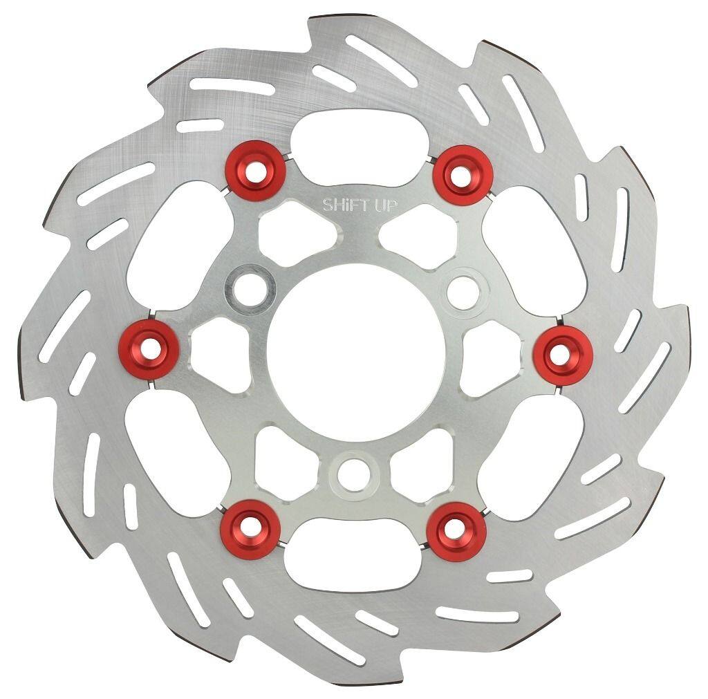 SHIFT UP シフトアップ 220mm ウェーブフローティングディスクローター フロントディスクローター XR100モタード XR50モタード HONDA ホンダ ブレーキディスクローター ブレーキ インナーローターカラー：シルバー / フローティングピンカラー：レッド
