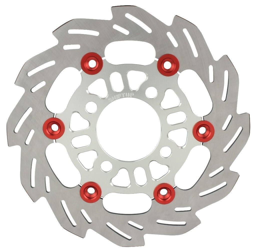 SHIFT UP シフトアップ 220mm ウェーブフローティングディスクローター フロントディスクローター グロム HONDA ホンダ ブレーキディスクローター ブレーキ インナーローターカラー：シルバー / フローティングピンカラー：レッド