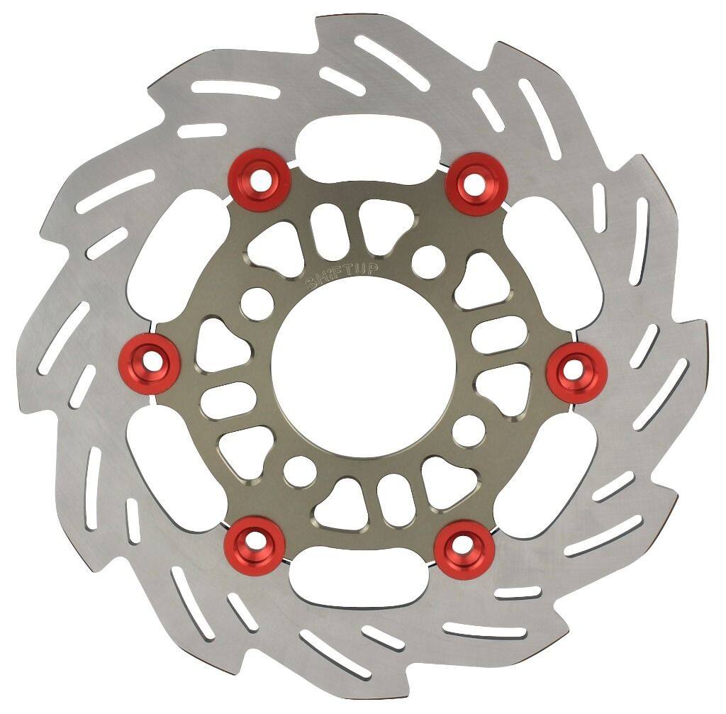 SHIFT UP シフトアップ 220mm ウェーブフローティングディスクローター フロントディスクローター グロム HONDA ホンダ ブレーキディスクローター ブレーキ インナーローターカラー：チタン / フローティングピンカラー：レッド