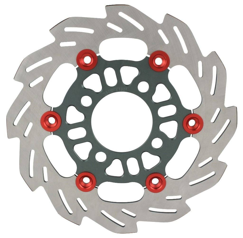 SHIFT UP シフトアップ 220mm ウェーブフローティングディスクローター フロントディスクローター グロム HONDA ホンダ ブレーキディスクローター ブレーキ インナーローターカラー：スモーク / フローティングピンカラー：レッド
