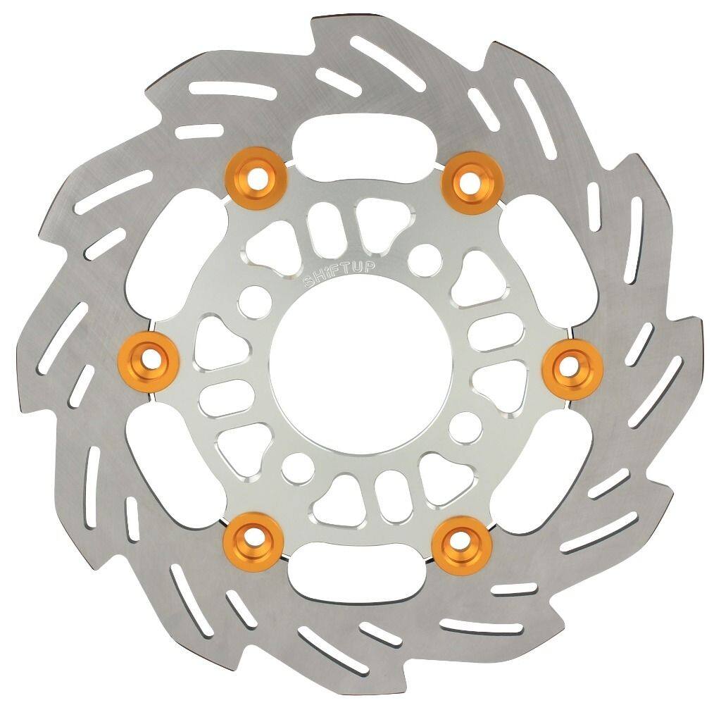 SHIFT UP シフトアップ 220mm ウェーブフローティングディスクローター フロントディスクローター グロム HONDA ホンダ ブレーキディスクローター ブレーキ インナーローターカラー：シルバー / フローティングピンカラー：ゴールド