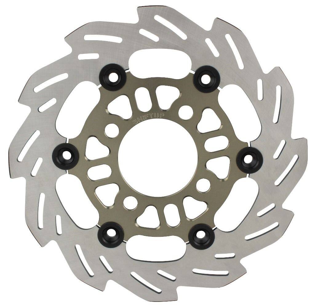 SHIFT UP シフトアップ 220mm ウェーブフローティングディスクローター フロントディスクローター グロム HONDA ホンダ ブレーキディスクローター ブレーキ インナーローターカラー：チタン / フローティングピンカラー：ブラック