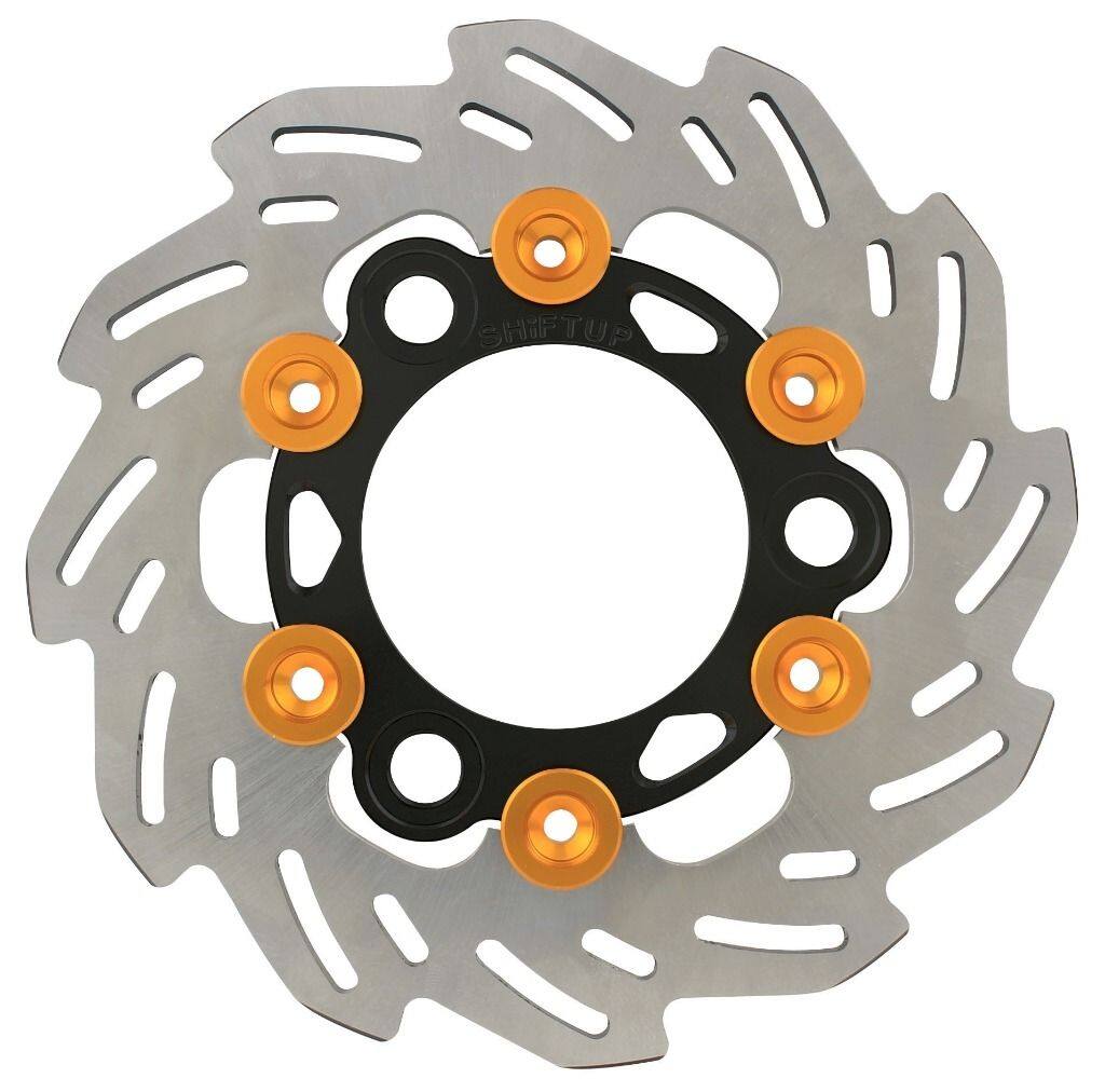 SHIFT UP シフトアップ 160mm ウェーブフローティングディスクローター リアディスクローター NSF100 HONDA ホンダ ブレーキディスクローター ブレーキ インナーローターカラー：ブラック / フローティングピンカラー：ゴールド