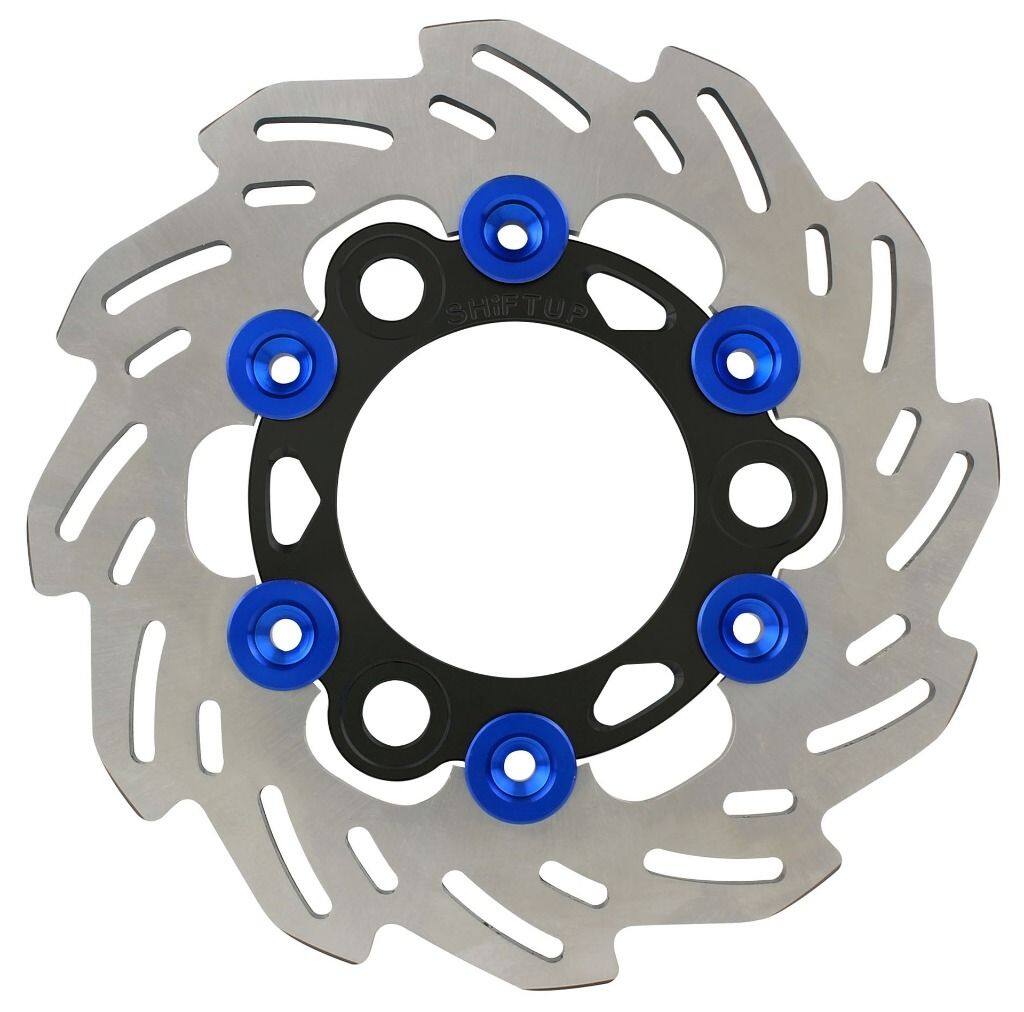 SHIFT UP シフトアップ 160mm ウェーブフローティングディスクローター リアディスクローター NSF100 HONDA ホンダ ブレーキディスクローター ブレーキ インナーローターカラー：ブラック / フローティングピンカラー：ブルー