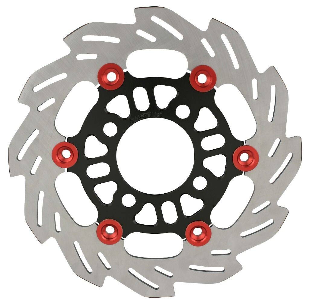 SHIFT UP シフトアップ 220mm ウェーブフローティングディスクローター フロントディスクローター グロム HONDA ホンダ ブレーキディスクローター ブレーキ インナーローターカラー：ブラック / フローティングピンカラー：レッド