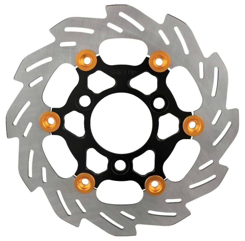 SHIFT UP シフトアップ 220mm ウェーブフローティングディスクローター フロントディスクローター XR100モタード XR50モタード HONDA ホンダ ブレーキディスクローター ブレーキ インナーローターカラー：ブラック / フローティングピンカラー：ゴールド