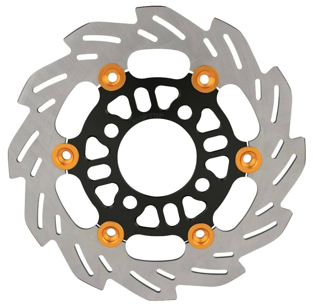 SHIFT UP シフトアップ 220mm ウェーブフローティングディスクローター フロントディスクローター グロム HONDA ホンダ ブレーキディスクローター ブレーキ インナーローターカラー：ブラック / フローティングピンカラー：ゴールド