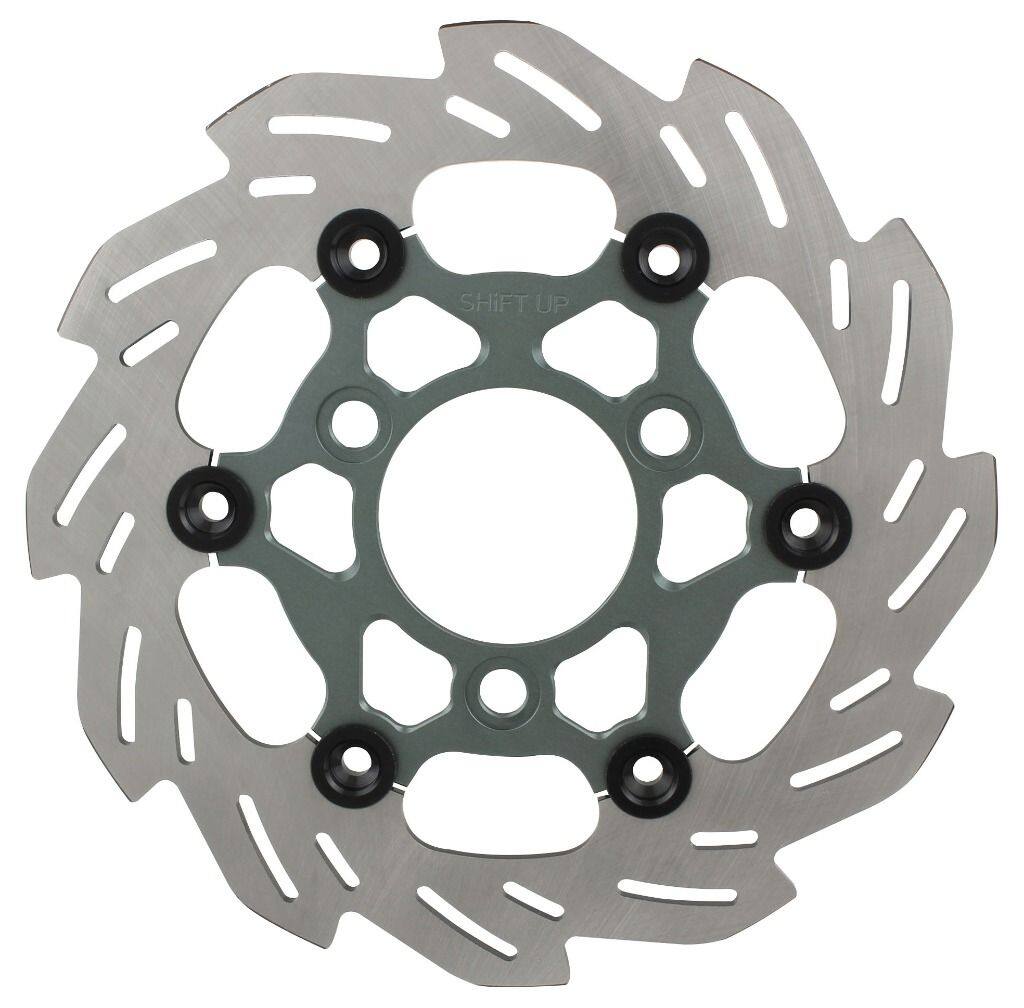SHIFT UP シフトアップ 220mm ウェーブフローティングディスクローター フロントディスクローター XR100モタード XR50モタード HONDA ホンダ ブレーキディスクローター ブレーキ フローティングピンカラー：ブラック / インナーローターカラー：スモークガンメタ