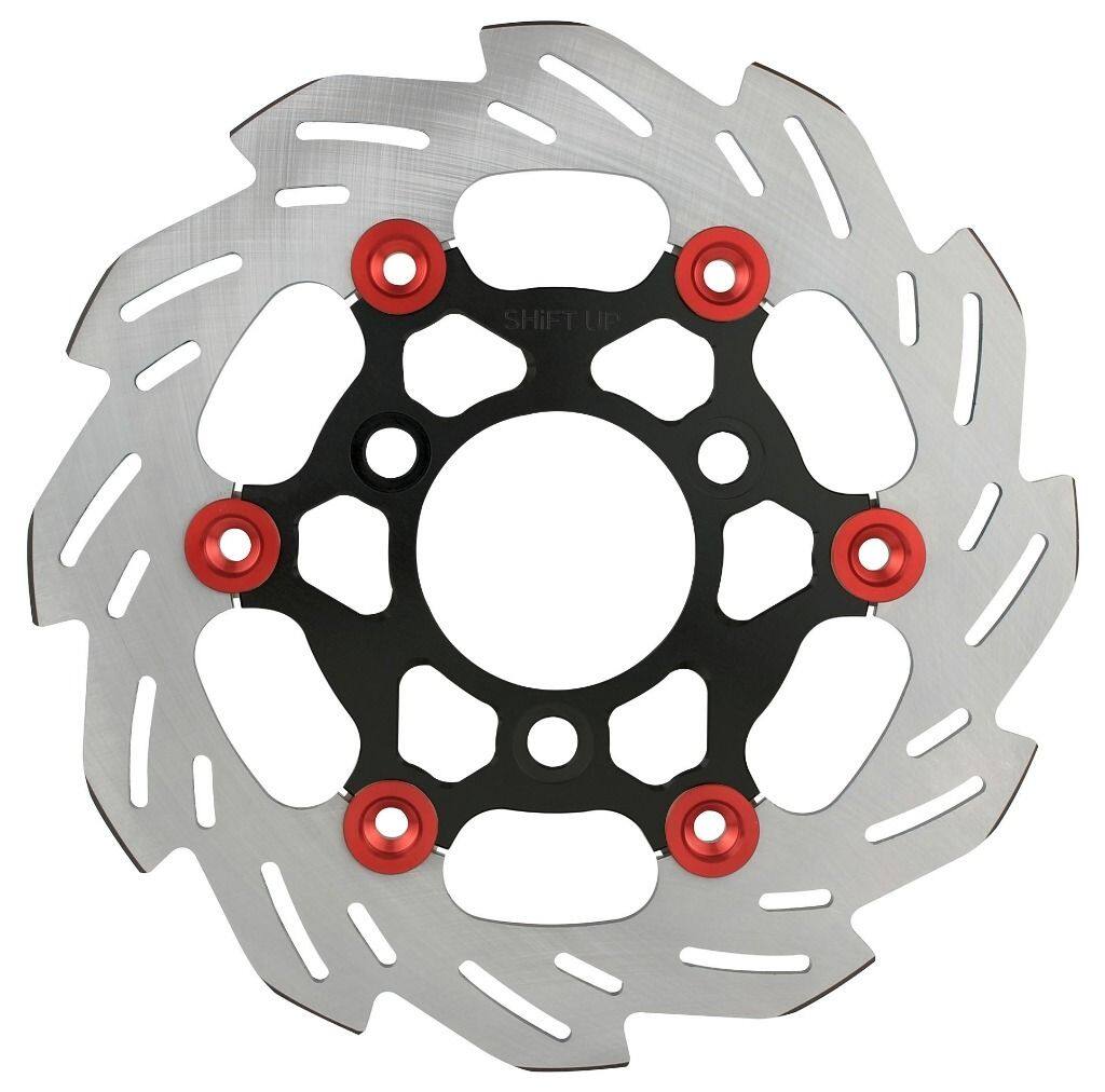 SHIFT UP シフトアップ 220mm ウェーブフローティングディスクローター フロントディスクローター XR100モタード XR50モタード HONDA ホンダ ブレーキディスクローター ブレーキ インナーローターカラー：ブラック / フローティングピンカラー：レッド