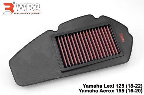 ■商品概要Fitment：Yamaha Lexi 125 (2018-2022) / Aerox 155 (2016-2020)Material：Non-woven polyesterQuantity：1pc■詳細説明WR3 Hybrid Air Filter is specially designed with specificationsthatprovide the best protection for the engine whilemaximizingairflow.The differences between the WR3 air filter and other filters areasfollows ：- It meets the ISO 5001 A2 testing standard (fine dust)、 whileotherrenowned filters use A3 and A4 standards (coarse dust). Thelessdust that enters the engine、 the better it is for the engineandcombustion system.- It uses a solid、 durable frame that allows for a largerfilter、increasing airflow and improving combustion performance byup to10%.- It is a Hybrid Air Filter、 which means it does not require oiltocapture dust、 reducing the risk of oil entering the engine.- It features a coated mesh that makes it easy to clean anddurablefor long-term use.- It uses a special non-woven polyester material that isstrongenough to withstand wind pressure、 allowing it to capturemoredirt、 with a filtration density of up to 30 microns.■注意点※取扱説明書が付属する場合は外国語となります。※輸入商材の為、納期が遅れる場合がございます。あらかじめご了承ください。※メーカー都合により商品の仕様変更がある場合がございます。ご了承ください。　※画像はイメージです。■適合車種Aerox 155&ensp;Aerox 155 年式: 16-20Lexi 125&ensp;Lexi 125 年式: 18-22