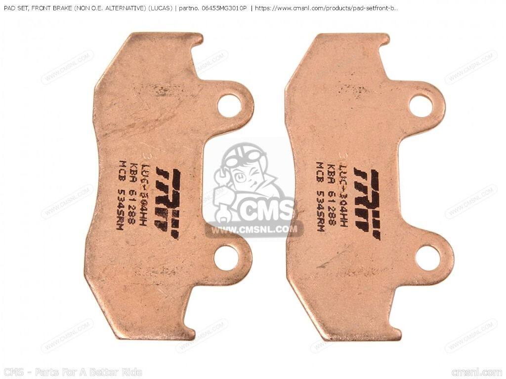 CMS シーエムエス (06455-MG3-060P) PAD SET， FRONT BRAKE (LUCAS) (NAS)［06455MG3010P］ XL350R XR500R XR350R XR600R CR125R CR250R ELSINORE CR500R MTX125RW MTX200RW XR250R XLR250R XLR250R2 XL600R XL600L ATC250R ATC350X HONDA ホンダ ブレーキパッド ブレーキ(2.0)