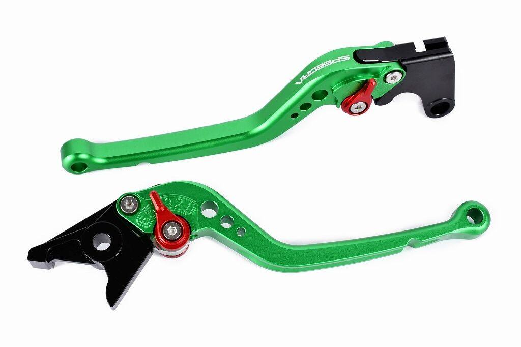 SPEEDRA スピードラ アジャストレバー スタンダードロング Z900 KAWASAKI カワサキ ブレーキ・クラッチレバーセット ハンドル周辺パーツ ハンドル レバー本体カラー：マットグリーン / アジャスターカラー：マットチタン