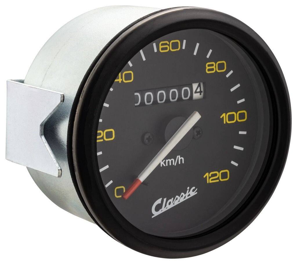 ■商品概要-120km/hラウンドΦ85mmフェイス：ブラックイエローの数字リング：ブラックエンブレム：クラシックグレード1 - 完全補修用OEM番号：190523 (PIAGGIO)■詳細説明70 年代のレーシングルックのクラシックな PX/PE スピードメーター-完全に読みやすく、エレガントなバリエーションが用意されています。黒いフェイスプレートと読みやすい黄色の数字を備えた、Vespa PX/PE モデル P80-150X/P200E/PX80-200E用のシンプルなスピードメーターは、70 年代のクラシックなレーシングカーを思い出させます。高品質のレプロバージョンとして入手可能です。特にエレガント：バージョンフレーム入りクロームリング付き。SIP クラシック ラインでは、Vespa レタリングの控えめなクラシック ロゴが付いたスピードメーターをご用意しました。スケールは 140 km/h および 160 km/h までご利用いただけます。英国市場向けにマイル/MPH スケールのバージョンも再発行しました - マイル単位のスピードメーターが帰ってきます。より快適をお求めの場合は、燃料レベルと統合された LML バージョンをお選びください。ウインカー表示燃料計への変換は非常に簡単で、Lussoモデルのタンク、燃料計、およびフレームに通す必要がある3本の追加ワイヤーのみが必要です。新しいスピードメーターケーブルも注文してくださいスピードメータードライブギアの交換■注意点※取扱説明書が付属する場合は外国語となります。※輸入商材の為、納期が遅れる場合がございます。あらかじめご了承ください。※画像には他の商品が含まれている場合があります。※メーカー都合により商品の仕様変更がある場合がございます。ご了承ください。■適合車種P150 S&ensp;P150 S 年式: 78-90&ensp;&ensp;備考: 150cc type VBX1T engine 2T ACP150X&ensp;P150X 年式: 78-85&ensp;&ensp;備考: 150cc type VLX1T engine 2T ACPX150E&ensp;PX150E 年式: 78-85&ensp;&ensp;備考: 150cc type VLX1T engine 2T ACPX150&ensp;PX150 年式: 78-85&ensp;&ensp;備考: 150cc type VLX1T engine 2T ACP200E&ensp;P200E 年式: 77-83&ensp;&ensp;備考: 200cc type VSX1T engine 2T ACPX200E&ensp;PX200E 年式: 77-83&ensp;&ensp;備考: 200cc type VSX1T engine 2T ACP80X／PX80 E&ensp;P80X／PX80 E 年式: 81-83&ensp;&ensp;備考: 80cc type V8X1T engine 2T ACP80&ensp;P80 年式: 80-84&ensp;&ensp;備考: 80cc type V8A1T engine 2T ACP80E&ensp;P80E 年式: 80-84&ensp;&ensp;備考: 80cc type V8A1T engine 2T ACPX100 E&ensp;PX100 E 年式: 83-84&ensp;&ensp;備考: 100cc type VIX1T engine 2T ACPX125E&ensp;PX125E 年式: 83-97&ensp;&ensp;備考: 125cc type VNX2T engine 2T AC&ensp;PX125E 年式: 81-83&ensp;&ensp;備考: 125cc type VNX1T engine 2T ACPX125&ensp;PX125 年式: 83-97&ensp;&ensp;備考: 125cc type VNX2T engine 2T AC&ensp;PX125 年式: 81-83&ensp;&ensp;備考: 125cc type VNX1T engine 2T ACPX125E Arcobaleno&ensp;PX125E Arcobaleno 年式: 83-97&ensp;&ensp;備考: 125cc type VNX2T engine 2T AC