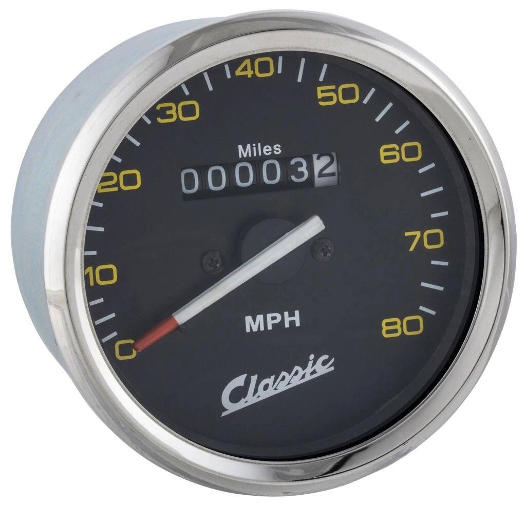 ■商品概要-時速80マイルラウンドΦ85mmフェイス：ブラックイエローの数字リング：クロームエンブレム：クラシックグレード1 - 完全補修用OEM番号：190523 (PIAGGIO)■詳細説明70 年代のレーシングルックのクラシックな PX/PE スピードメーター-完全に読みやすく、エレガントなバリエーションが用意されています。黒いフェイスプレートと読みやすい黄色の数字を備えた、Vespa PX/PE モデル P80-150X/P200E/PX80-200E用のシンプルなスピードメーターは、70 年代のクラシックなレーシングカーを思い出させます。高品質のレプロバージョンとして入手可能です。特にエレガント：バージョンフレーム入りクロームリング付き。SIP クラシック ラインでは、Vespa レタリングの控えめなクラシック ロゴが付いたスピードメーターをご用意しました。スケールは 140 km/h および 160 km/h までご利用いただけます。英国市場向けにマイル/MPH スケールのバージョンも再発行しました - マイル単位のスピードメーターが帰ってきます。より快適をお求めの場合は、燃料レベルと統合された LML バージョンをお選びください。ウインカー表示燃料計への変換は非常に簡単で、Lussoモデルのタンク、燃料計、およびフレームに通す必要がある3本の追加ワイヤーのみが必要です。新しいスピードメーターケーブルも注文してくださいスピードメータードライブギアの交換■注意点※取扱説明書が付属する場合は外国語となります。※輸入商材の為、納期が遅れる場合がございます。あらかじめご了承ください。※画像には他の商品が含まれている場合があります。※メーカー都合により商品の仕様変更がある場合がございます。ご了承ください。■適合車種P150 S&ensp;P150 S 年式: 78-90&ensp;&ensp;備考: 150cc type VBX1T engine 2T ACP150X&ensp;P150X 年式: 78-85&ensp;&ensp;備考: 150cc type VLX1T engine 2T ACPX150E&ensp;PX150E 年式: 78-85&ensp;&ensp;備考: 150cc type VLX1T engine 2T ACPX150&ensp;PX150 年式: 78-85&ensp;&ensp;備考: 150cc type VLX1T engine 2T ACP200E&ensp;P200E 年式: 77-83&ensp;&ensp;備考: 200cc type VSX1T engine 2T ACPX200E&ensp;PX200E 年式: 77-83&ensp;&ensp;備考: 200cc type VSX1T engine 2T ACP80X／PX80 E&ensp;P80X／PX80 E 年式: 81-83&ensp;&ensp;備考: 80cc type V8X1T engine 2T ACP80&ensp;P80 年式: 80-84&ensp;&ensp;備考: 80cc type V8A1T engine 2T ACP80E&ensp;P80E 年式: 80-84&ensp;&ensp;備考: 80cc type V8A1T engine 2T ACPX100 E&ensp;PX100 E 年式: 83-84&ensp;&ensp;備考: 100cc type VIX1T engine 2T ACPX125E&ensp;PX125E 年式: 83-97&ensp;&ensp;備考: 125cc type VNX2T engine 2T AC&ensp;PX125E 年式: 81-83&ensp;&ensp;備考: 125cc type VNX1T engine 2T ACPX125&ensp;PX125 年式: 83-97&ensp;&ensp;備考: 125cc type VNX2T engine 2T AC&ensp;PX125 年式: 81-83&ensp;&ensp;備考: 125cc type VNX1T engine 2T ACPX125E Arcobaleno&ensp;PX125E Arcobaleno 年式: 83-97&ensp;&ensp;備考: 125cc type VNX2T engine 2T AC