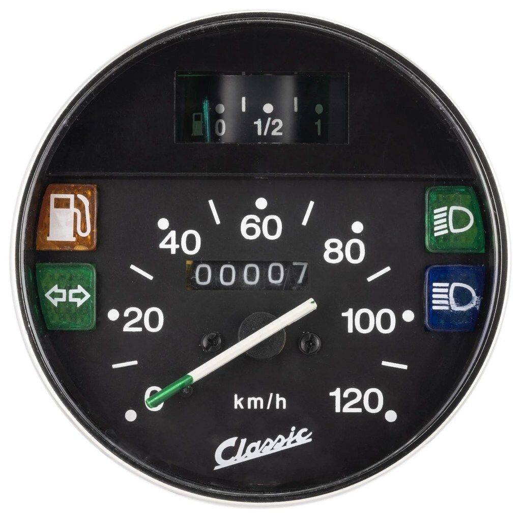 ■商品概要-120km/hラウンドΦ105mmフェイス：ブラックホワイトの数字リング：クロームエンブレム：クラシックスピードメーターケーブル：差し込まれていますグレード1 - 完全補修用OEM番号：227765 - 生産終了 (PIAGGIO)■詳細説明オリジナルの Vespa PK および PX Lusso スピードメーターの交換品。オリジナルの PIAGGIOスピードメーターの多くは長い間生産中止になっており、これに対抗するために、SIPスペアパーツのコンポーネントの一部として再生産されています。PX Lusso および PK モデルのスピードメーターは、長い間新品として購入できませんでした。工場オリジナルの機能と外観を維持するために、これらの再生産アイテムが入手可能になりました。これらのモデル。中古品の理想的な代替品です。コストパフォーマンスに優れています。さまざまなスタイルのバージョンが利用可能です。多くのモデルに合わせて、さまざまなバージョンでこれらの経済的な価格の代替品をご用意しています。直径、タコメータリングの色、スケールが異なります。スピードメーターの一部には、CLASSICの文字も特徴です。これは、Vespaフォントに基づいており、機器に特にクラシックな印象を与えます。見てください。SIPでは、-140 km/h および -160 km/h スケールのスピードメーターも用意しています。これにより、SIP タコメーターの手頃な代替品となり、より厳しく調整されたスクーターに最適です。km/h および走行距離スケール付きのスピードメーターは、PIAGGIO が長い間供給できなかったため、非常に人気があります。しかし、PX MY モデルも、配送上の問題により繰り返し影響を受けています。PIAGGIOの一部であるため、このスピードメーターも再発行しました。結論：この非常に適正な価格対性能比により、これらの新しいスピードメーターは経済的に実行可能です。SIP アドバイス- 忘れないでください：新しいスピードメーターネジとスピードメーターシャフトを注文して交換してください。ステアリングヘッドカバーのネジは、時々紛失する傾向があります...■注意点※取扱説明書が付属する場合は外国語となります。※輸入商材の為、納期が遅れる場合がございます。あらかじめご了承ください。※画像には他の商品が含まれている場合があります。※メーカー都合により商品の仕様変更がある場合がございます。ご了承ください。■適合車種PK 50 S Lusso／Elestart&ensp;PK 50 S Lusso／Elestart 年式: 85-88&ensp;&ensp;備考: 50cc type V5X2T engine 2T ACPK 50 SS Automatica／Elestart&ensp;PK 50 SS Automatica／Elestart 年式: 84&ensp;&ensp;備考: 50cc type VAS1T engine 2T ACPK 50 SS／Elestart&ensp;PK 50 SS／Elestart 年式: 83-86&ensp;&ensp;備考: 50cc type V5S1T engine 2T ACPK 50 S／Elestart&ensp;PK 50 S／Elestart 年式: 82-84&ensp;&ensp;備考: 50cc type V5X2T engine 2T ACPK 50 XL N NUOVA&ensp;PK 50 XL N NUOVA 年式: 89-90&ensp;&ensp;備考: 50cc type V5X5T engine 2T ACPK 50 XL N Plurimatic／Automatica&ensp;PK 50 XL N Plurimatic／Automatica 年式: 89-90&ensp;&ensp;備考: 50cc type V5P1-2 engine 2T ACPK 50 XL Plurimatic／Elestart&ensp;PK 50 XL Plurimatic／Elestart 年式: 86-90&ensp;&ensp;備考: 50cc type VA52T engine 2T ACPK 50 XLS&ensp;PK 50 XLS 年式: 86-&ensp;&ensp;備考: 50cc type V5S2 engine 2T ACPK 50 XL／Elestart&ensp;PK 50 XL／Elestart 年式: 85-90&ensp;&ensp;備考: 50cc type V5X3T engine 2T ACPK 50&ensp;PK 50 年式: 82-84&ensp;&ensp;備考: 50cc type V5X1T engine 2T ACPK 80 S Lusso／Elestart&ensp;PK 80 S Lusso／Elestart 年式: 85-88&ensp;&ensp;備考: 80cc type V8X5T engine 2T ACPK 80 S／Elestart&ensp;PK 80 S／Elestart 年式: 82-86&ensp;&ensp;備考: 80cc type V8X5T engine 2T ACPK100 XL&ensp;PK100 XL 年式: 86-90&ensp;&ensp;備考: 100cc type V9X2T engine 2T ACPK125 ETS／Elestart&ensp;PK125 ETS／Elestart 年式: 84-85&ensp;&ensp;備考: 125cc type VMS1T engine 2T ACPK125 XL Plurimatic／Elestart&ensp;PK125 XL Plurimatic／Elestart 年式: 87-90&ensp;&ensp;備考: 125cc type VVM1T engine 2T ACPK125 XL2&ensp;PK125 XL2 年式: 90-&ensp;&ensp;備考: 125cc type VMX6T engine 2T ACPK125 XL／Elestart&ensp;PK125 XL／Elestart 年式: 86-90&ensp;&ensp;備考: 125cc type VMX6T engine 2T ACPX 80 E Lusso／Elestart&ensp;PX 80 E Lusso／Elestart 年式: 83-93&ensp;&ensp;備考: 80cc type V8X1T engine 2T AC...