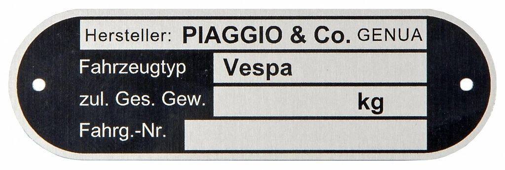 SIP Scootershop エスアイピー スクーターショップ 【SIP SPAREPARTS】 コーションプレート 'PIAGGIO＆CO. Genova' Vespa ベスパ エンブレム 外装