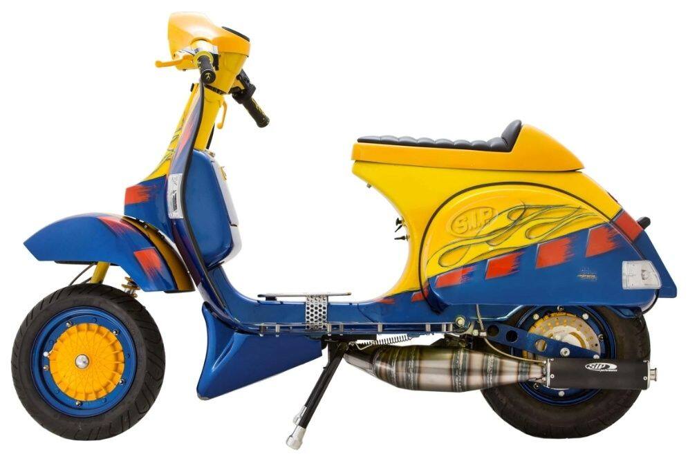 SIP Scootershop エスアイピー スクーターショップ  レーシングマフラー Performance 2.0，ステンレス 未塗装，アルミサイレンサー サイレンサー色：マットブラック Vespa ベスパ チャンバー マフラー