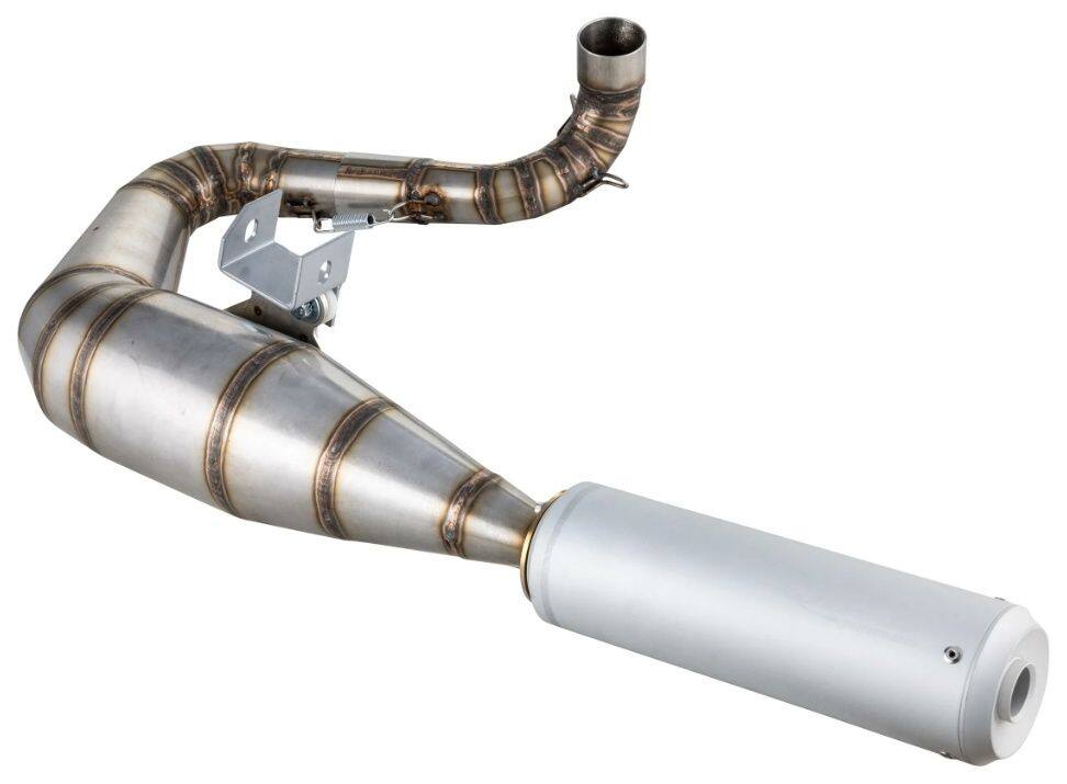 SIP Scootershop エスアイピー スクーターショップ  レーシングマフラー Performance 2.0 Silent，ステンレス 未塗装，アルミサイレンサー サイレンサーカラー：シルバー Vespa ベスパ チャンバー マフラー