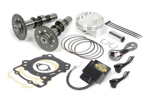 ■商品概要ハイパーチューニングセットは、鍛造ハイコンプピストンキットにスポーツカムシャフトとハイパーECUが付属しています。■詳細説明ハイパーチューニングキットは排気量を変えることなく、ノーマル排気量のまま出力アップが可能になります。■ 鍛造ハイコンプピストンキット圧縮比をノーマルピストン10.7：1に対し、鍛造ハイコンプピストン12.2：1にすることで、ノーマル排気量のまま出力アップが可能になります。ピストン頂面は各部寸法等を見直し、フラット化を実現することで、燃焼効率を向上させています。ピストン本体は特殊アルミ合金を冷間鍛造成型し、高精度加工を行うことで軽量でありながら高強度に仕上げられています。ノーマルピストン(鋳造品)に対し、約20g減を実現。(ピストン単体の比較)ピストンリングはノーマル同様、0.8/0.8/1.5の薄型を使用し、フリクションロスの低減を図っています。ハイオクタン価ガソリン仕様になります。※レギュラーガソリンは使用できません。■ スポーツカムシャフトスポーツカムシャフトは、ノーマルシリンダーヘッドの性能を最大限に引出すことができる最適なプロファイルを採用しています。■ ハイパーECUハイパーECUは、従来の純正ECUを使用するサブコントローラーとは異なり、全てを制御します。純正ECUと交換するだけの簡単装着！！エンジンパーツやマフラーパーツを取り付ける事で理想的な空燃比から大きく外れてしまう為、ハイパーECUを装着し、燃料噴射時間を補正する必要があります。ハイパーECUにはSP武川製カスタムパーツに合わせ、セッティングしたデータを複数内蔵しておりますので、エンジン仕様に合わせて付属のスイッチを使用し、手軽にセッティングデータの選択、変更、修正を行えます。パソコンやスマートフォンの機器、又はインターネット接続によるアプリやソフトのダウンロードなどの必要がなく、スイッチ操作によりセッティングが行えます。又、ノーマルエンジン仕様でSP武川製排気パーツを装着した車両やSP武川製カスタムエンジン仕様でSP武川製排気パーツを装着した車両など、6種類のプリセットマップが内蔵され、幅広いカスタム車両に対応します。更に、-9％±9％の範囲で全体の燃調増減が行える燃調増減調整機能が内蔵されています。(1％単位で調整可能)■注意点※対象フレームNo.以外には取り付けできません。※レギュラーガソリンは使用できません。※ハイパーECUはSP武川製カスタムパーツ装着車専用になります。※他社製エンジンパーツとの併用は行わないで下さい。エンジン不調や故障の原因となる恐れがあります。※社外品のH.I.D キットや他社製LEDヘッドライトやフォグランプ類は、絶対に同時装着しないで下さい。バラスト/インバーター(電圧変換装置)からデジタル回路に悪影響を与える高電圧ノイズが出る物が有り、製品故障や動作不良の原因となります。※社外品の点火装置(イグニッションコイルやプラグコード)は点火電圧のアップに伴う、放射ノイズの増大により、誤作動や製品故障の原因となりますので、使用しないでください。※社外品の発電装置は発電量の不足や電圧波形の違いにより、故障の原因となりますので、使用しないでください。※アマチュア無線機などの高出力移動無線機器の接地は、誤作動の原因となりますのでご遠慮ください。※ヘッドライトON/OFFスイッチの同時装着は行わないで下さい。※メーカー都合により商品の仕様変更がある場合がございます。ご了承ください。※ロットによっては、価格変更前の旧価格・旧JANコードでのラベルでお届けになる場合がございます。予めご了承ください。■適合車種レブル250&ensp;レブル250&ensp;&ensp;備考: MC49-1000001-1199999※対象フレームNo.以外には取り付けできません。
